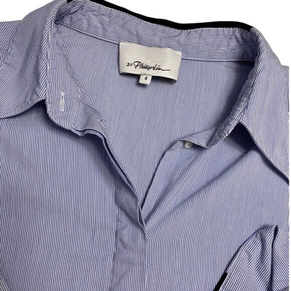 3.1 Phillip Lim Chic Button Down Blouse Contrast Trim and Zipper Cuff Sleeves - Picture 4 of 9